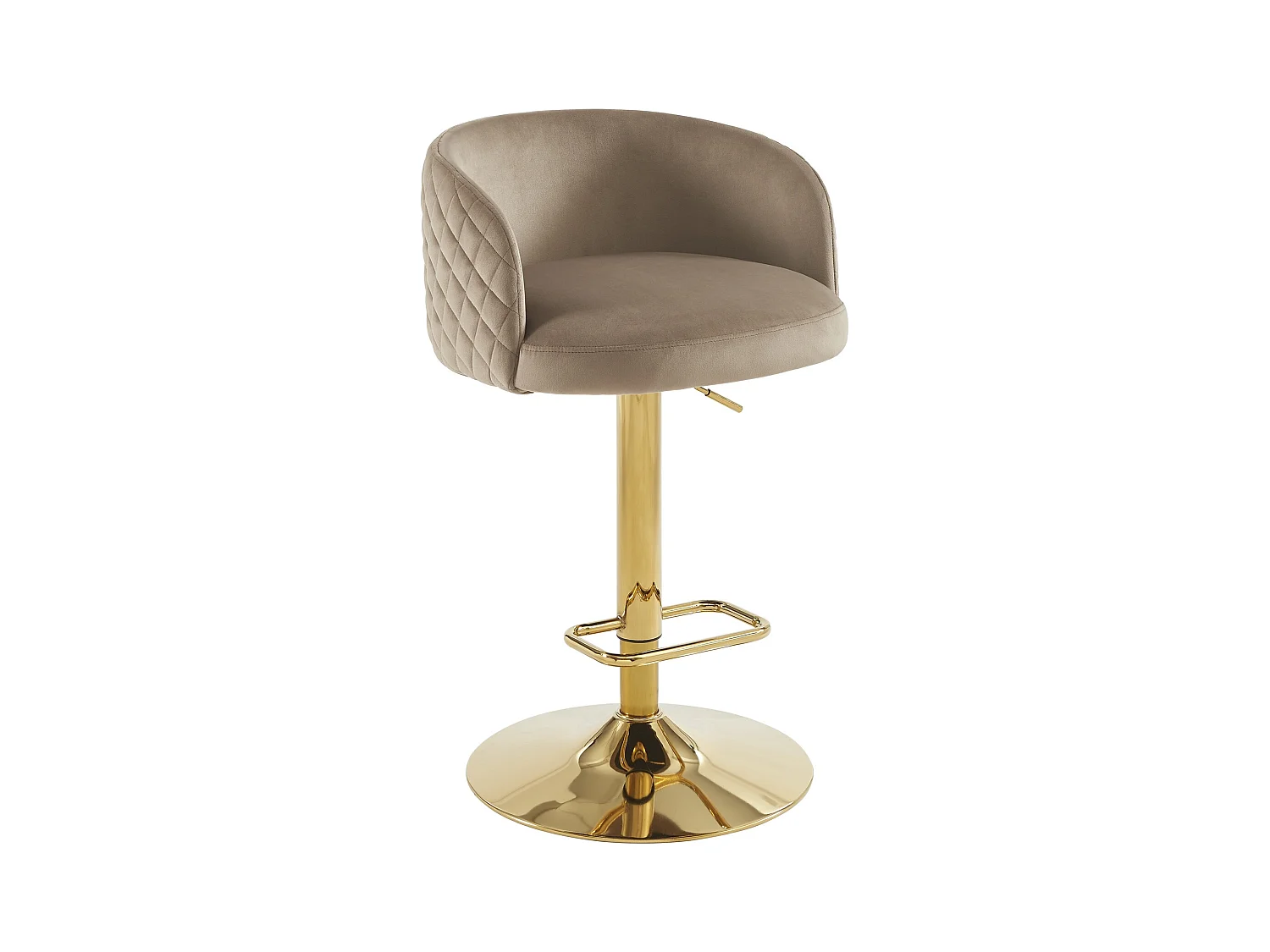 Barhocker 2er-Set höhenverstellbar - Samt & goldfarbenes Metall - Beige - PERLANITA von Pascal MORABITO