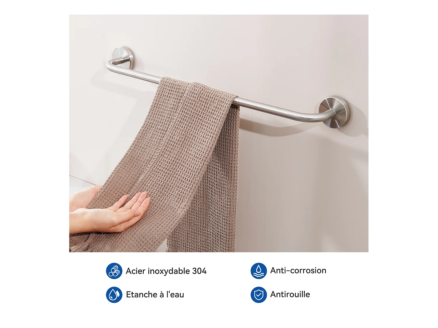 Auralum MAX Robinet Lavabo avec Bec Pivotant,Robinet Salle Bain Rotation 360°,Chromé+60cm Porte-Serviettes Salle Bain Auto-adhésif ou Perçage,Inox