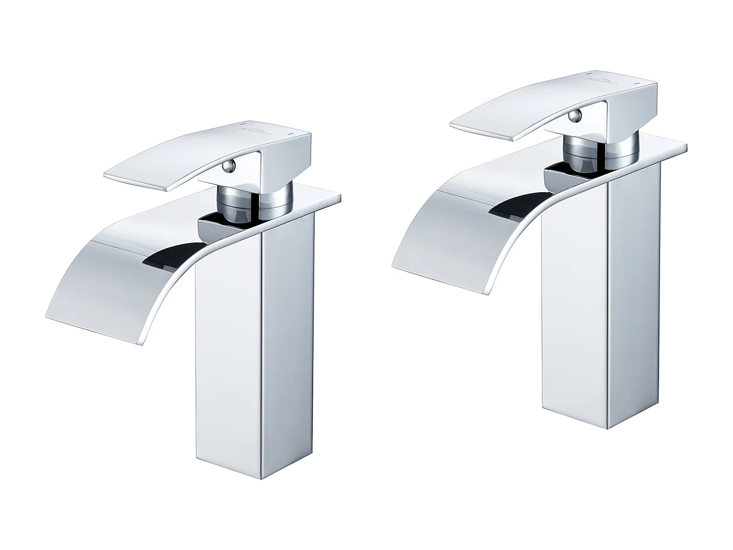 2PCS Auralum Max Robinet de Lavabo Cascade Chromé,Robinetterie de Salle Bain avec l'Eau Froide/Chaude,Mitigeur Lavabo Inox 304 de Super Qualité