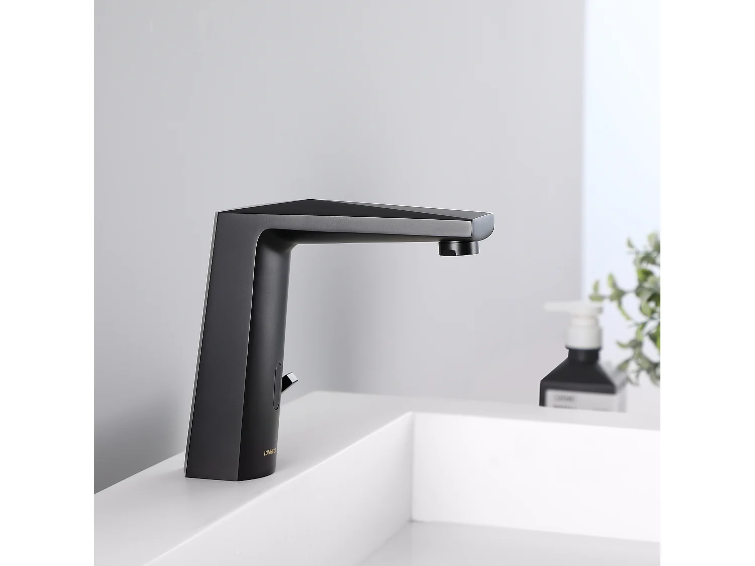 Lonheo Max Mezclador Lavabo Sensor Infrarrojo Inteligente Automático,Mezclador Infrarrojo Electrónico Negro Latón de Agua Caliente y Fría,Modelo UE