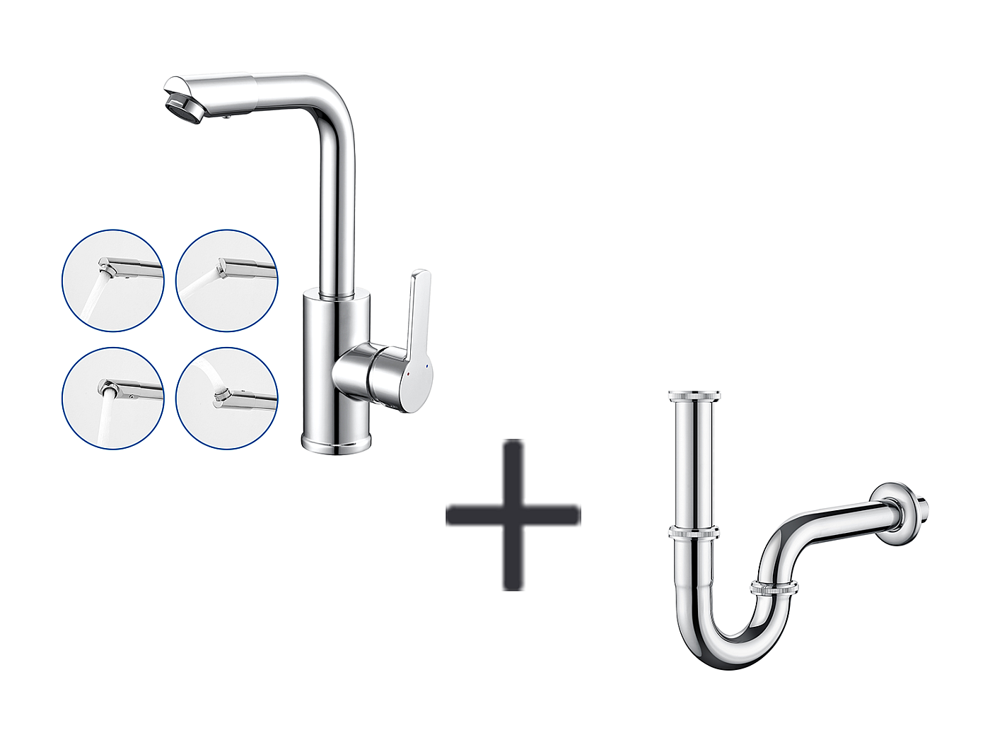 Design Sanitair Winkel | Keuken brugkraan met draaibare uitloop en hand spoel bidet geborsteld