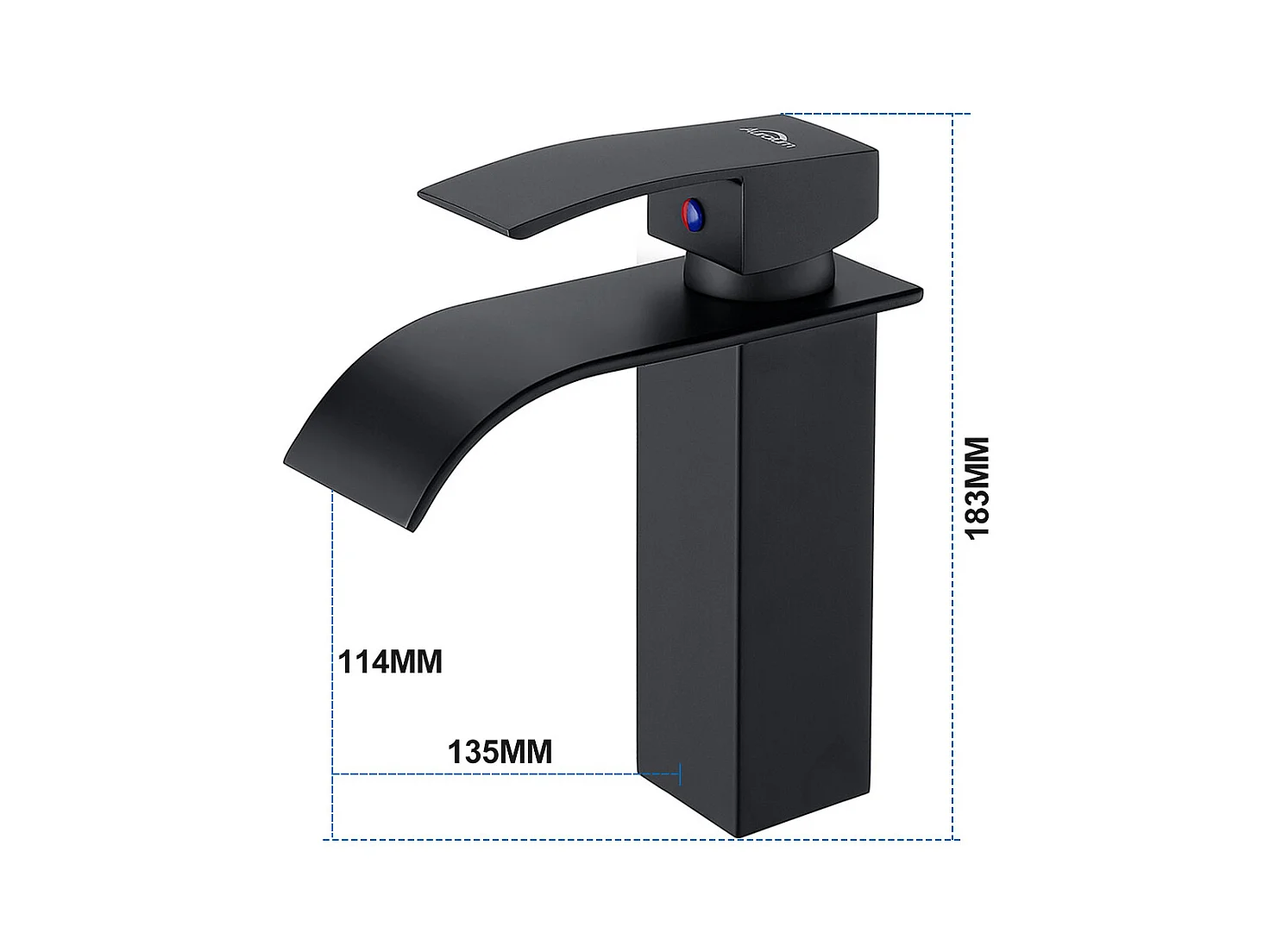 Robinet Salle de Bain en Acier Inox,,Robinet de Lavabo Cascade,Mitigeur de Lavabo Vasque Robinetterie Moderne Noir