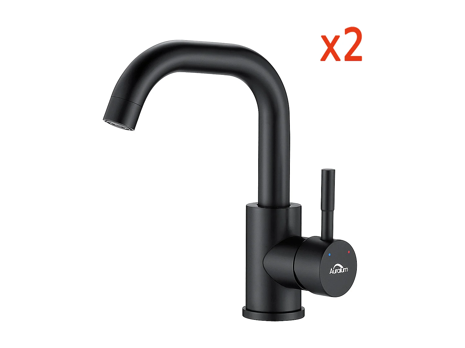 AuraLum Max 2cps Robinet  Lavabo Noir avec Barboteur Démotable, Rotation à 360° , Mitigeur Salle Bain en Laiton, Haut de 250mm,EU Modèle