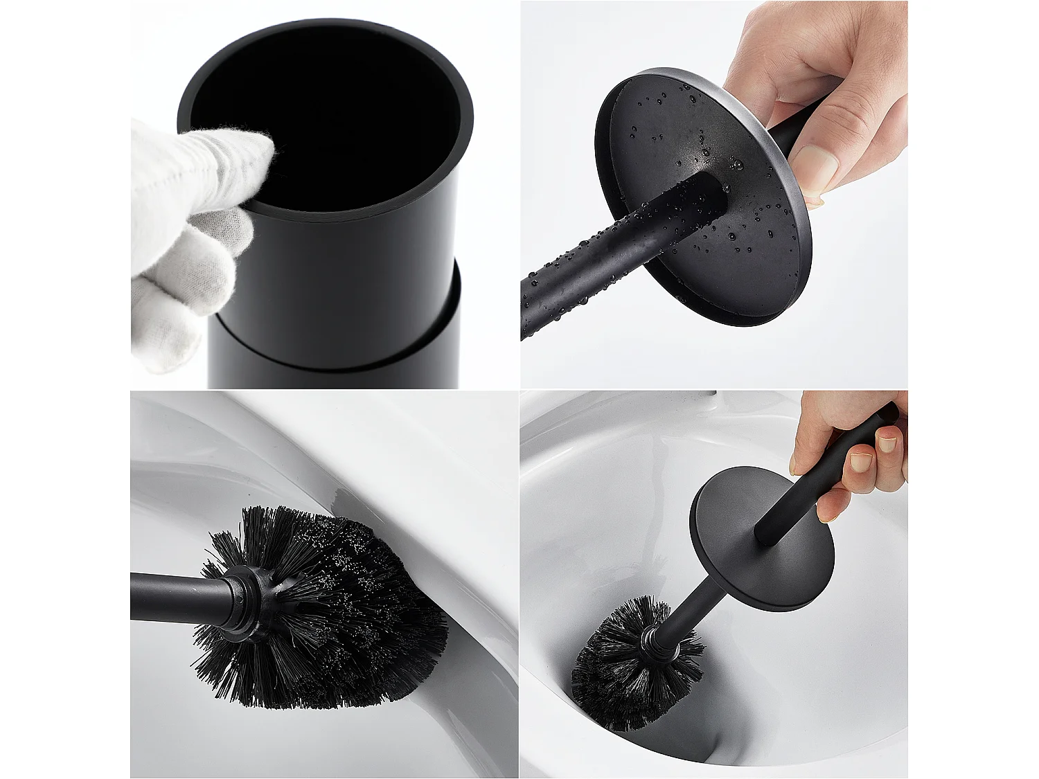 Wastafelkraan,Wastafelmengkraan Badkamermengkraan Koud/Warm Water+Borstel Toilet Hangend Toilet met Borstelhouder, RVS,Zwart