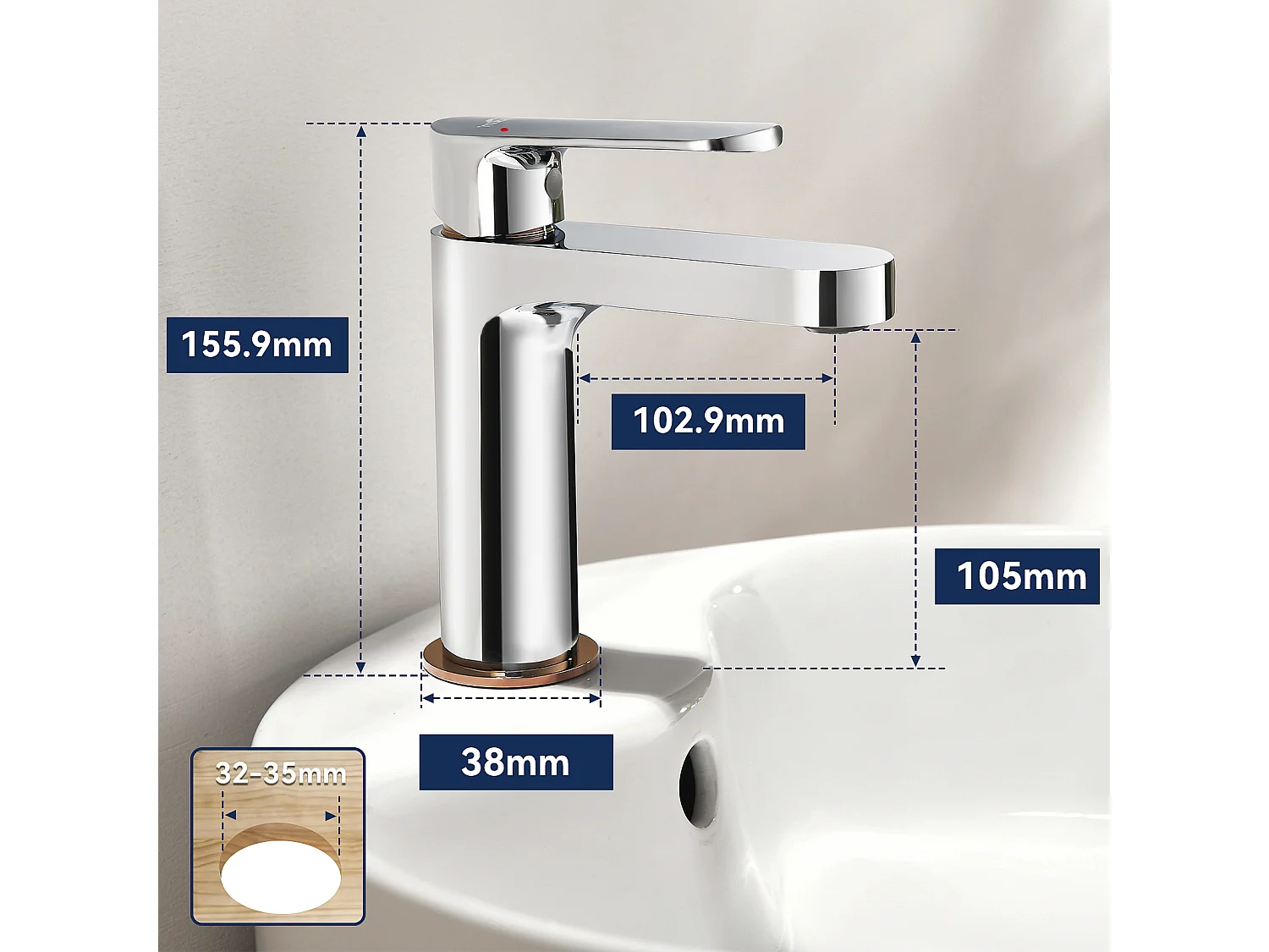 Robinet Salle Bain,AURALUM MAX Mitigeur Lavabo,Finition or Rose+Porte Serviette Salle Bain Adhésif/Perçage,Barres Porte Serviettes Mural,Brossé