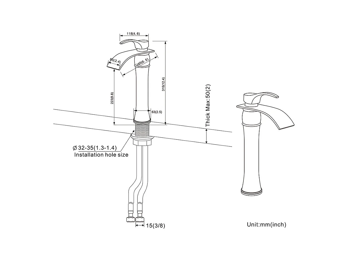 Auralum max Wastafelmengkraan Waterval Wastafelkraan/Wastafel Hoge Buitloop,Chroom+Handdoekhouder SallE Zelfklevend Bad/Boren, Handdoekrek Muur, Geborsteld