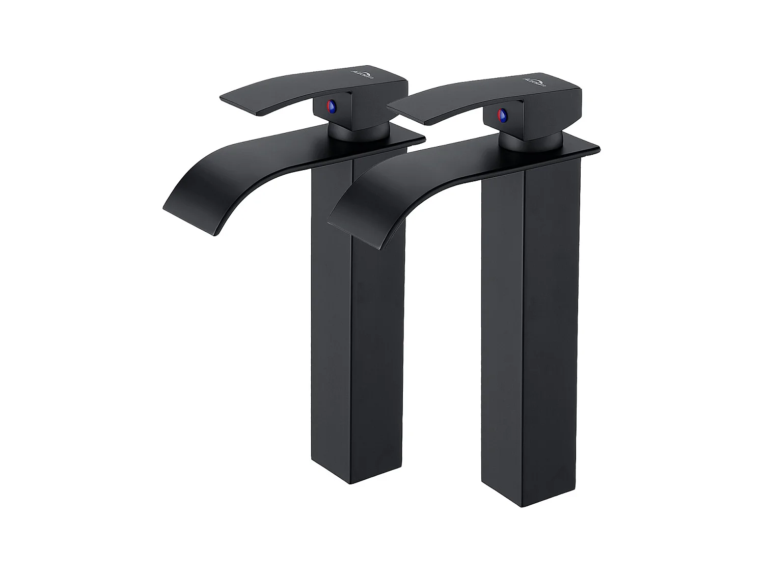AuraLum Max 2PCS Mitigeur Robinet Lavabo Cascade Noir Moderne Mitigeur Robinet Salle Bain pour Vasque à Poser Robinetterie pour lavabo,EU Modèle