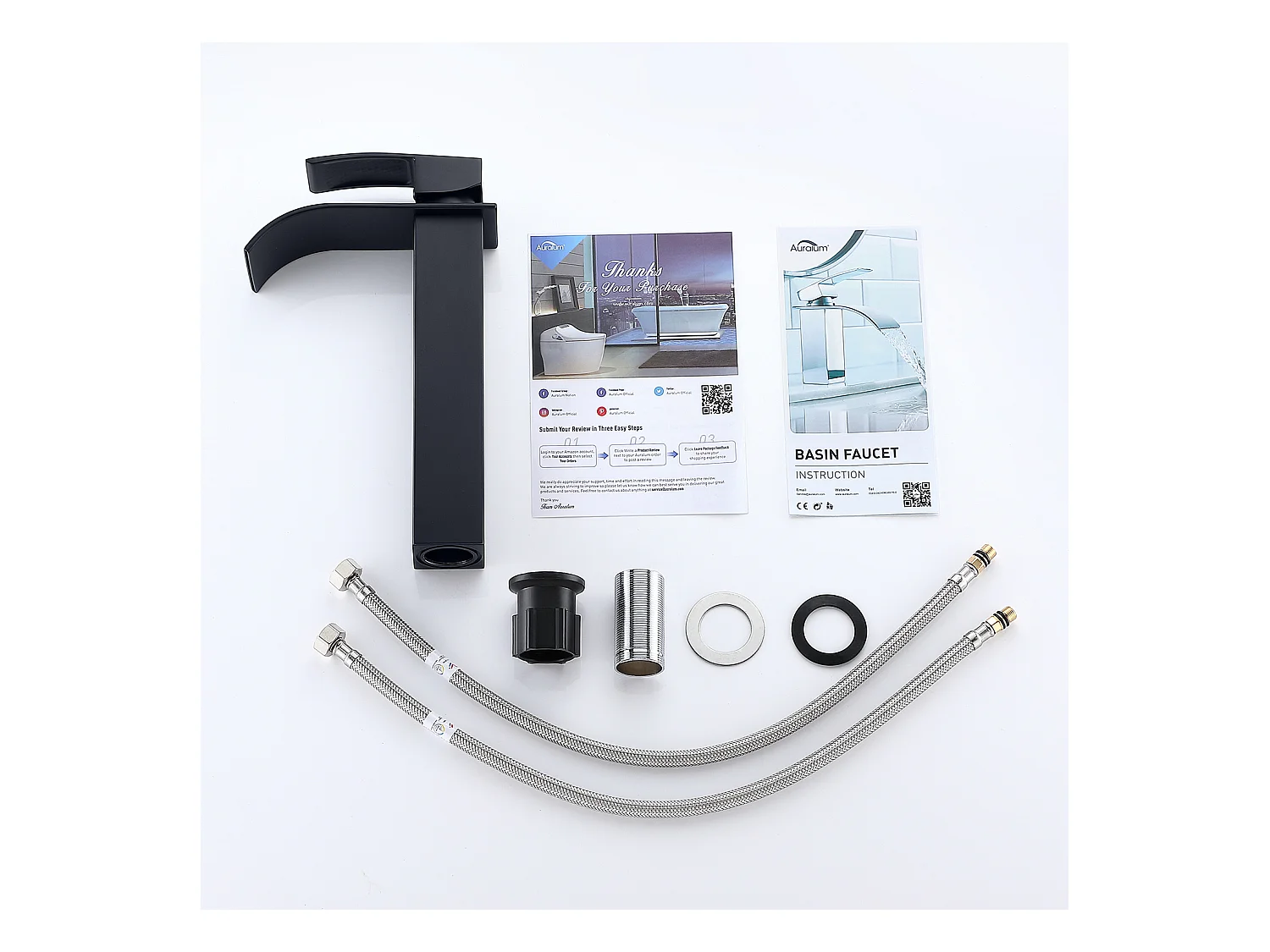 2 piezas grifo de lavabo en cascada mezclador negro moderno grifo de baño para grifos de fregadero de encimera adecuado para lavabo,Modelo UE