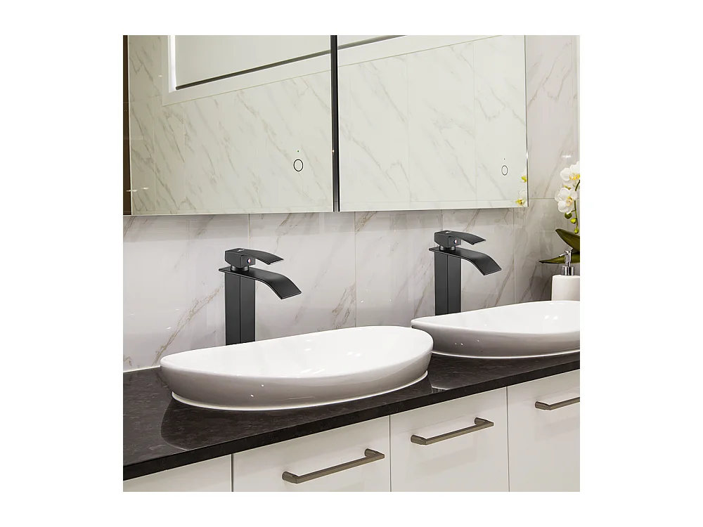 2 piezas grifo de lavabo en cascada mezclador negro moderno grifo de baño para grifos de fregadero de encimera adecuado para lavabo,Modelo UE