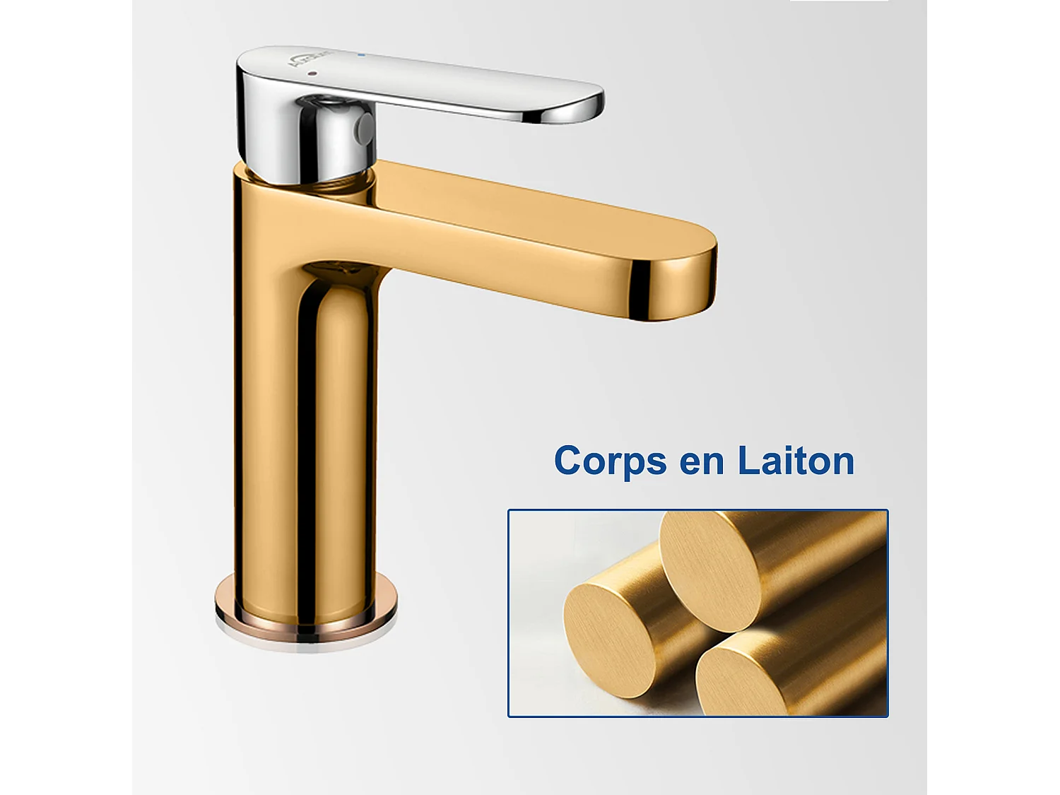 AuraLum Max Moderno Grifo Baño,Diseño Elegante Grifo Lavabo, MitigeUr de Latón, Agua Caliente y Fría Disponible, Grifos Cromados G 3/8,Modelo UE