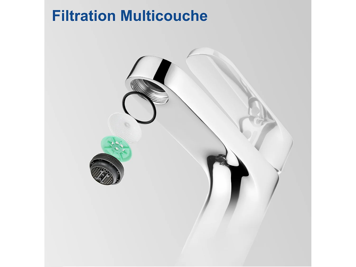 AuraLum Max Moderne Badkamerkraan, Stijlvolle Wastafelkraan, Messing Mengkraan, Warm/Koud Water Beschikbaar, Verchroomde Kranen, EU Model