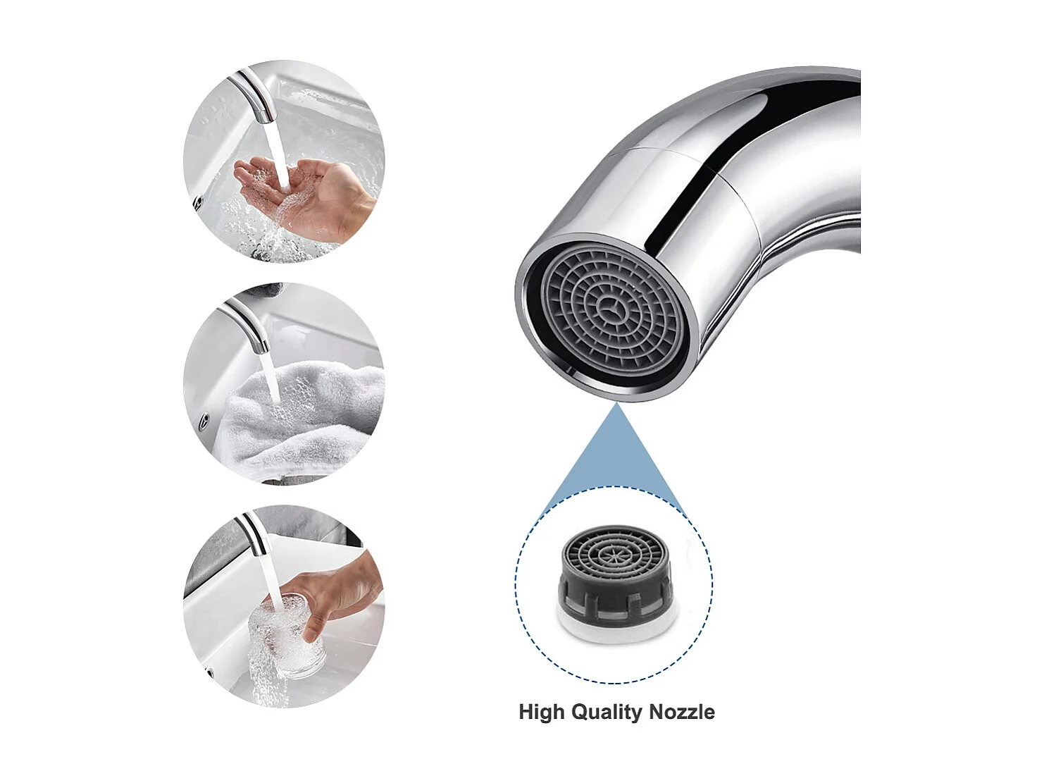 AuraLum Max Robinet Lavabo Salle Bain Forme en U Bec Haut Mitigeur de Lavabo Chromé Brillant Rotatif 360° Robinet Mitigeur Lavabo Moderne,EU Modèle