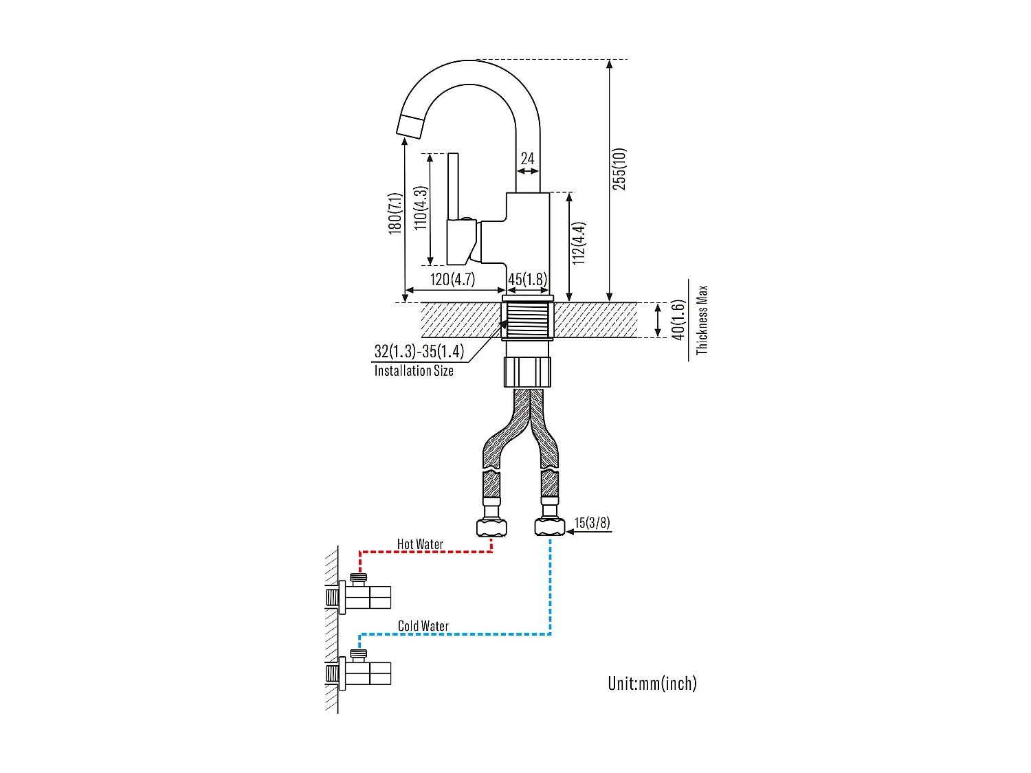 AuraLum Max Robinet Lavabo Salle Bain Forme en U Bec Haut Mitigeur de Lavabo Chromé Brillant Rotatif 360° Robinet Mitigeur Lavabo Moderne,EU Modèle