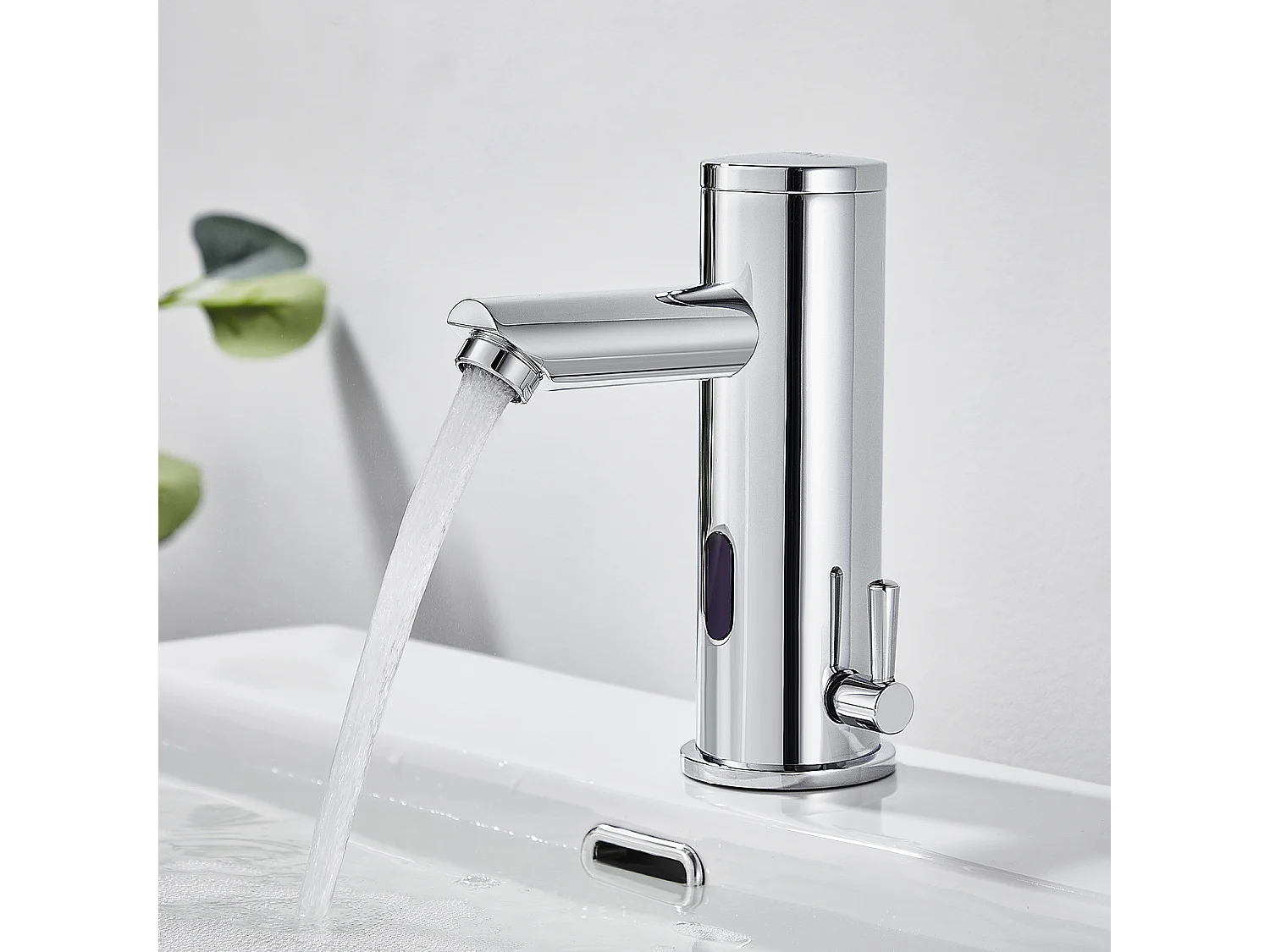 Auralum max Wastafelmengkraan Infrarood Elektronisch Koud/Warm Water Messing Chroom+60cm Handdoekhouder Badkamer Zelfklevend of Boren