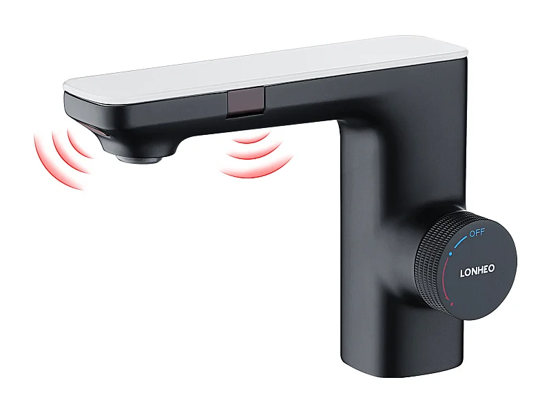 Lonheo Max Wastafelmengkraan Intelligente Automatische Infraroodsensor, Elektronische Warm/Koud Water Infrarood Mengkraan, Zwart, Messing, EU Model