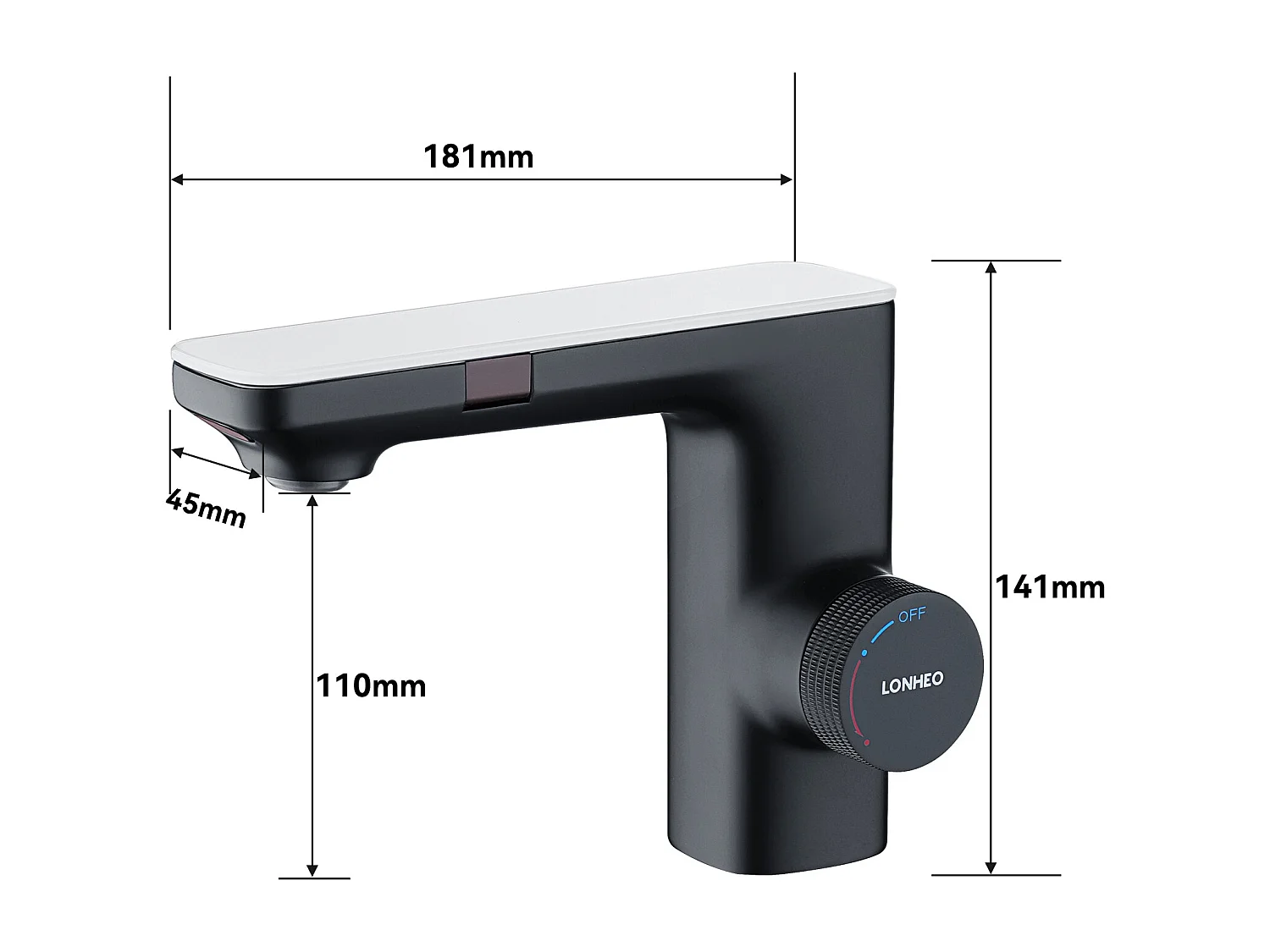 Lonheo Max Wastafelmengkraan Intelligente Automatische Infraroodsensor, Elektronische Warm/Koud Water Infrarood Mengkraan, Zwart, Messing, EU Model