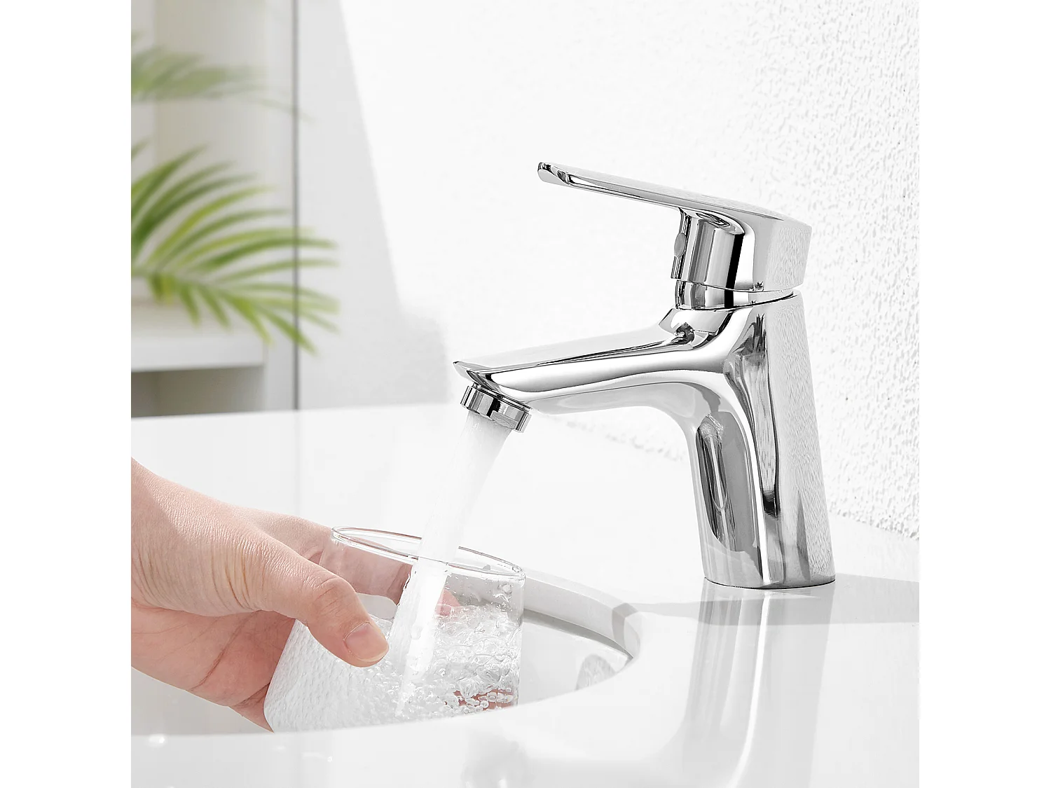 Wastafelmengkraan met één gat chroom met gat trekker afvoer, koud/warm water + 60cm handdoekhouder badkamer zelfklevend of boren in roestvrij staal 304