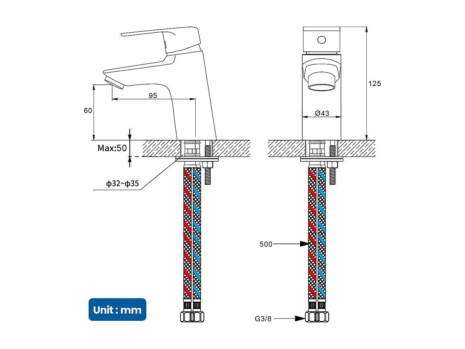 Wastafelmengkraan met één gat chroom met gat trekker afvoer, koud/warm water + 60cm handdoekhouder badkamer zelfklevend of boren in roestvrij staal 304