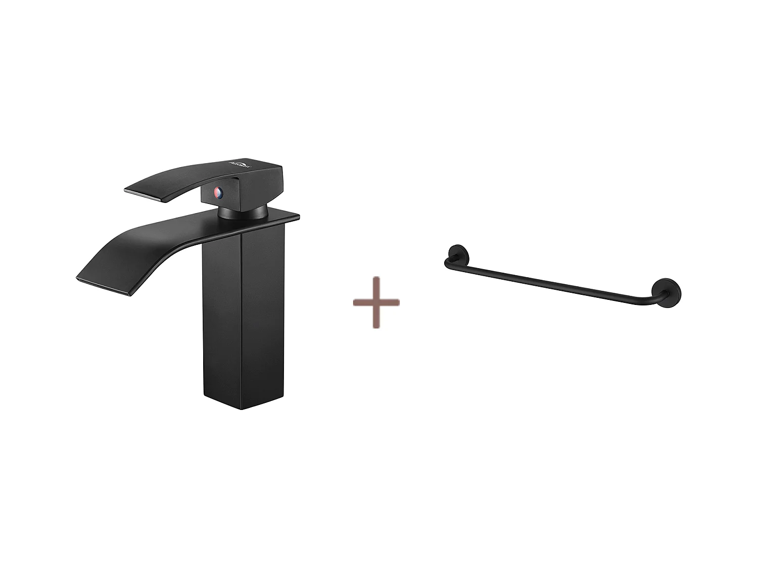 Auralum maX Wastafelmengkraan Waterval Monocommand Kraan voor Wastafel/Wastafel + Badkamer Handdoekrek, Zelfklevend/ Boren,60CM, In RVS 304