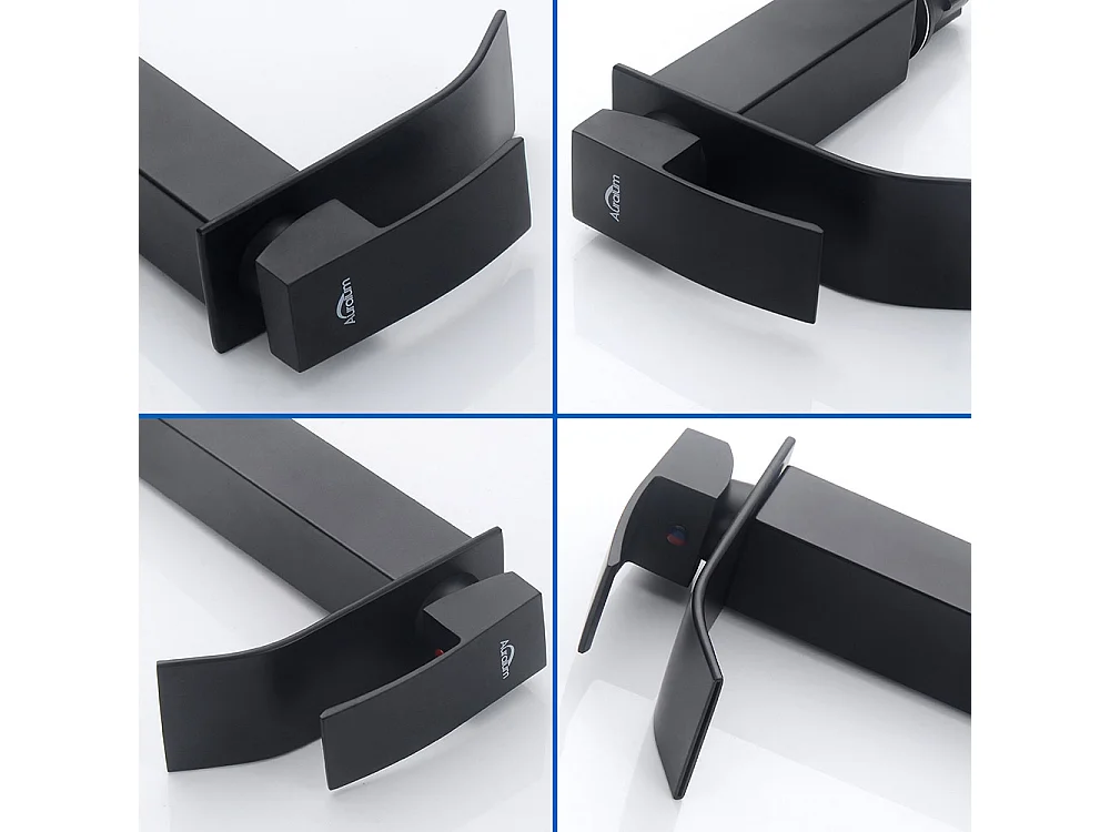 AuraLum Max Mezclador Lavabo Cascada Monocontrol Grifo para Lavabo y Lavabo Baño RobiLimpia Mezclador Agua y Fría Latón Negro,Modelo UE