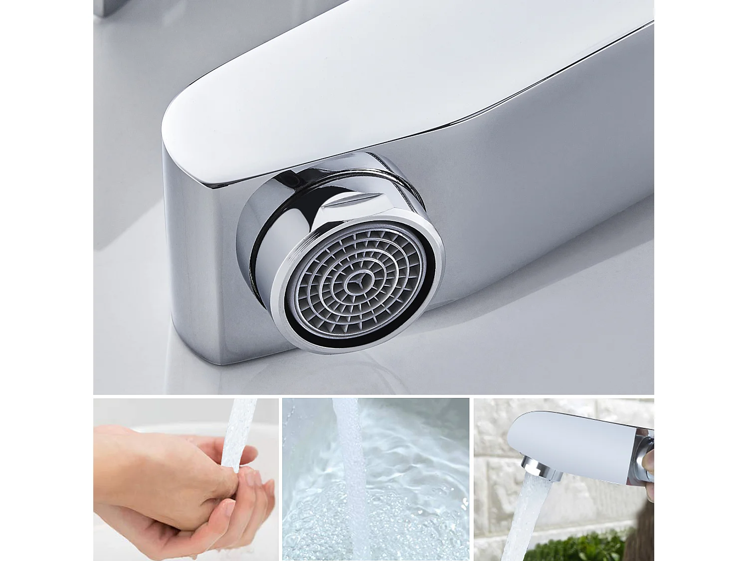 Grifo Lavabo con Ducha Extraíble Grifo Baño Latón Cromado Mezclador de Lavabo Agua Fría y Caliente Grifos para Baño,Modelo UE