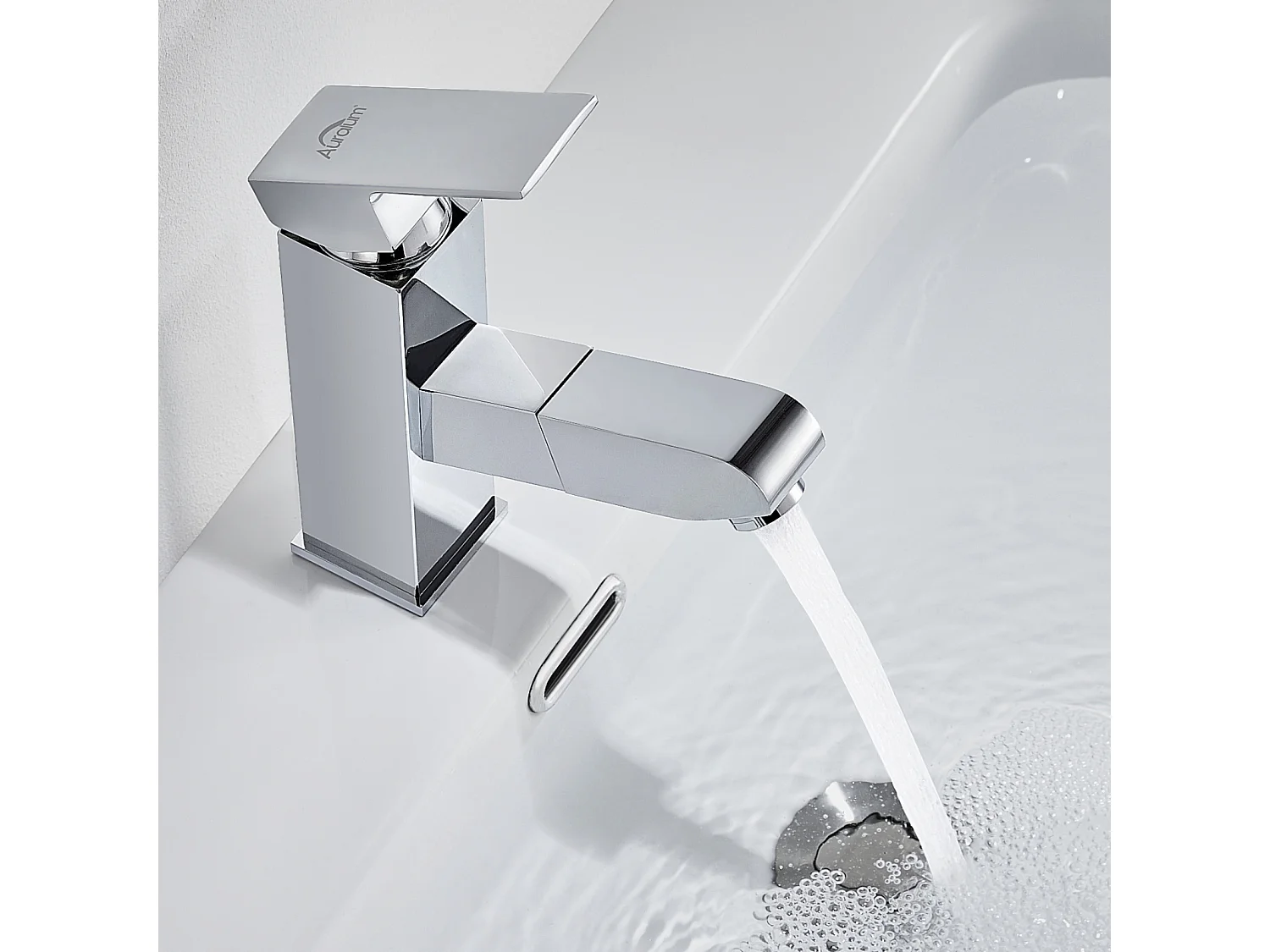 Wastafelkraan met uittrekbare douchekraan badkamer messing verchroomde wastafelmengkraan koud/warm water badkamerkraan, EU Model