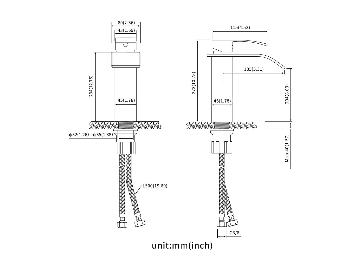 Auralum max Einhebel-Waschtischarmatur mit Wasserfall, schwarz, inkl. Klebe-/Bohren-Handtuchhalter, Handtuchstangen, Edelstahl, schwarz, 40 cm