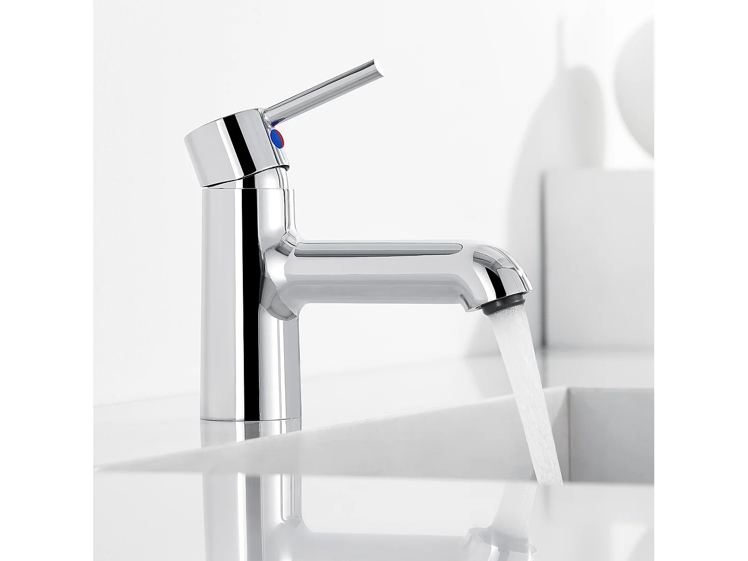 Robinet de lavabo Chromé avec Flexible Raccordement, Mitigeur Lavabo Mélangeur  Salle Bain Eau Froide/Chaude avec Bec Hauteur 134mm Pour WC