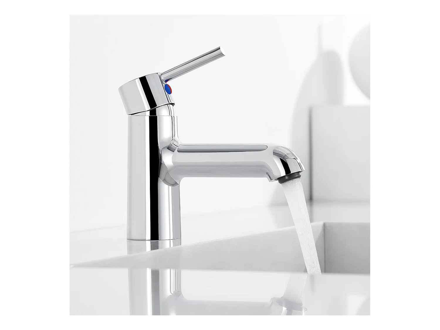 Robinet de lavabo Chromé avec Flexible Raccordement, Mitigeur Lavabo Mélangeur  Salle Bain Eau Froide/Chaude avec Bec Hauteur 134mm Pour WC