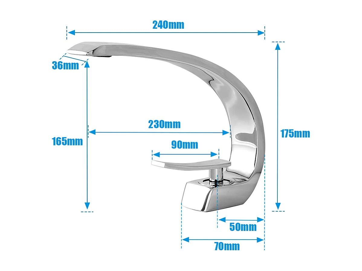 Auralummax Arc messing wastafelmengkraan met één gat met demonteerbare schuimser + badkamersetIn Accessoire 6 Stuks,Zelfklevend/boren,Roestvrijstalen,Geborsteld