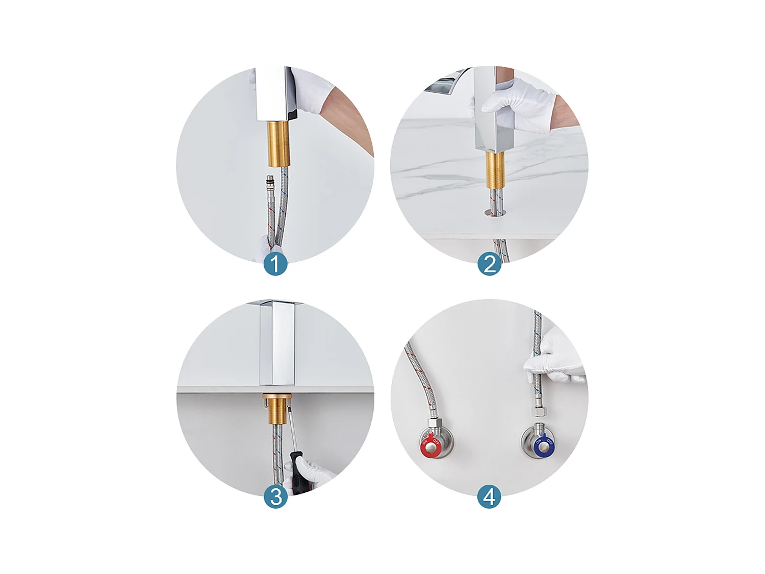 Auralum Max Chrom-Waschtischarmatur mit Wasserfall, Badezimmerarmatur mit Kalt-/Warmwasser, hochwertige Mischbatterie aus 304 Edelstahl