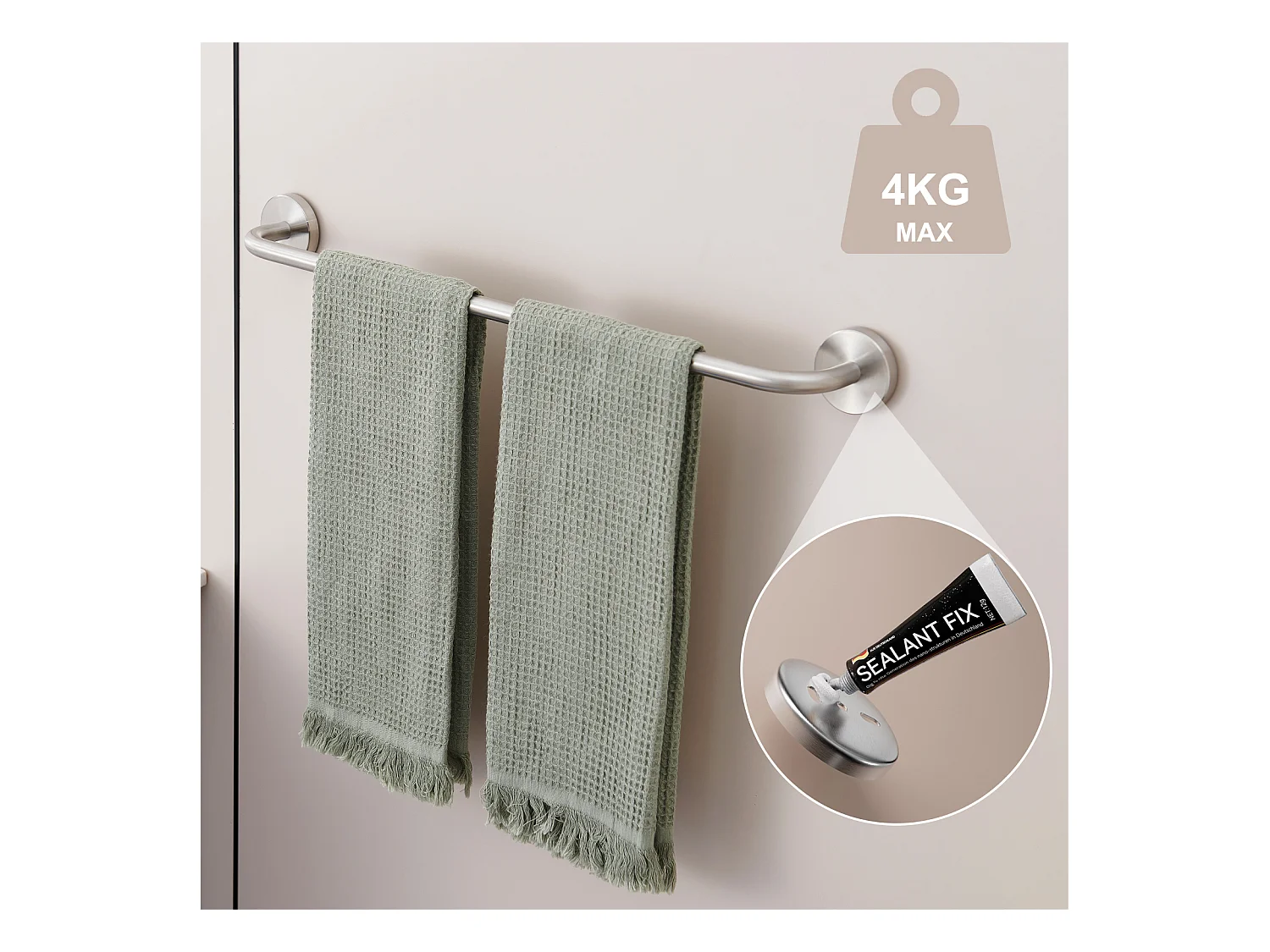 Auralum max Robinet lavabo avec Flexible Raccordement, Eau Froide/Chaude+60cm Porte-Serviettes Salle Bain Auto-adhésif ou Perçage,Inox