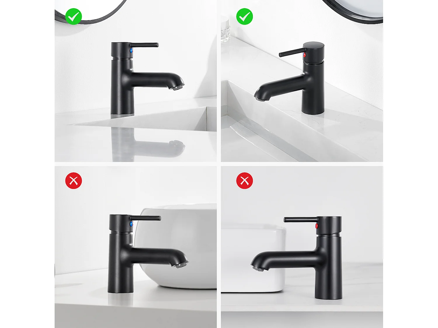 2 stks Wastafelkraan Zwart met Flexibele Aansluiting, Wastafelmengkraan Badkamer Mixer Koud/Warm Water met Tuitloop Hoogte 134mm Voor WC