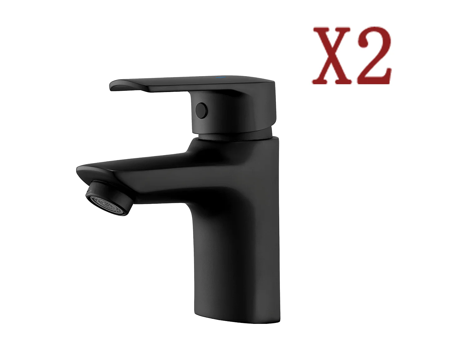 2PCS AuraLum Max Mitigeur Lavabo avec Trou de Tirette  de Vidage,Robinet Salle Bain Noir,EAU Froide/Chaude,en Laiton,Mousseur Démontable,EU Modèle