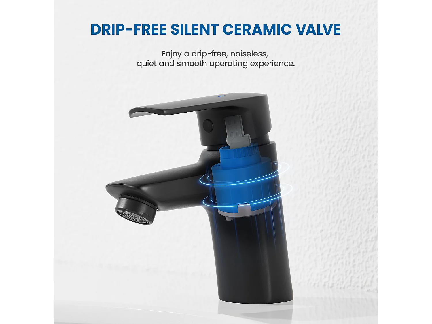 2PCS AuraLum Max Mitigeur Lavabo avec Trou de Tirette  de Vidage,Robinet Salle Bain Noir,EAU Froide/Chaude,en Laiton,Mousseur Démontable,EU Modèle