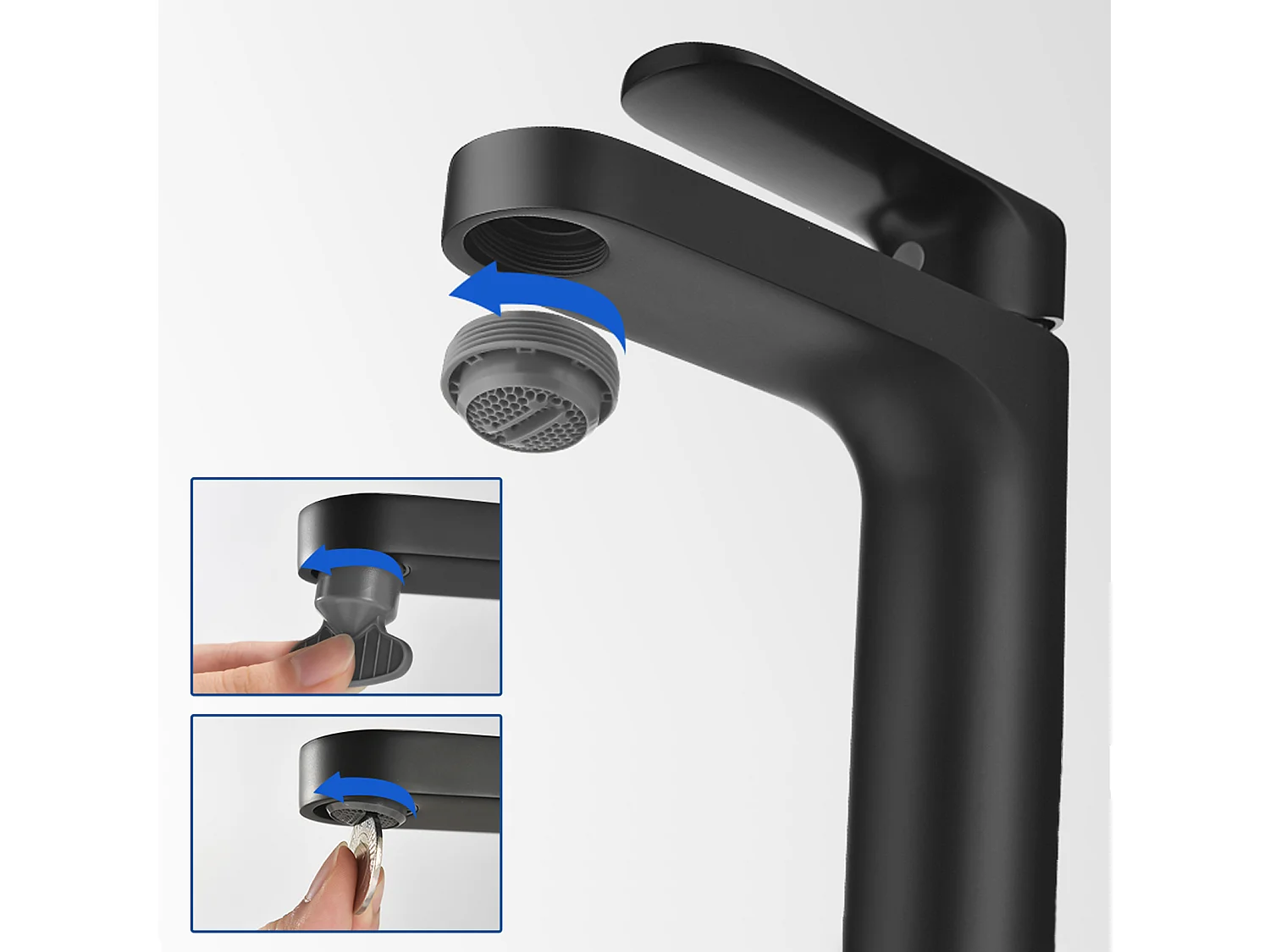 Auralum max Badkamerkraan,Zwart,met Afneembare Schuimer+Badkamer Handdoekrek,Zelfklevend/ Boren,60CM,RVS 304