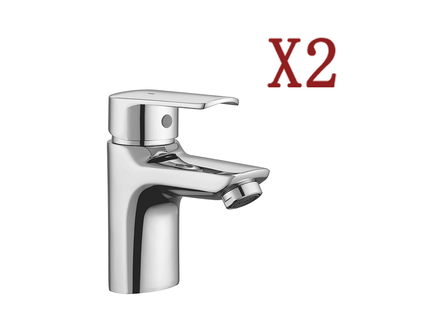 2PCS AuraLum Max Mitigeur de Lavabo Monotrou avec Trou de Tirette de Vidage,Chromé,EAU Froide/Chaude,en Laiton, Mousseur Démontable,EU Modèle