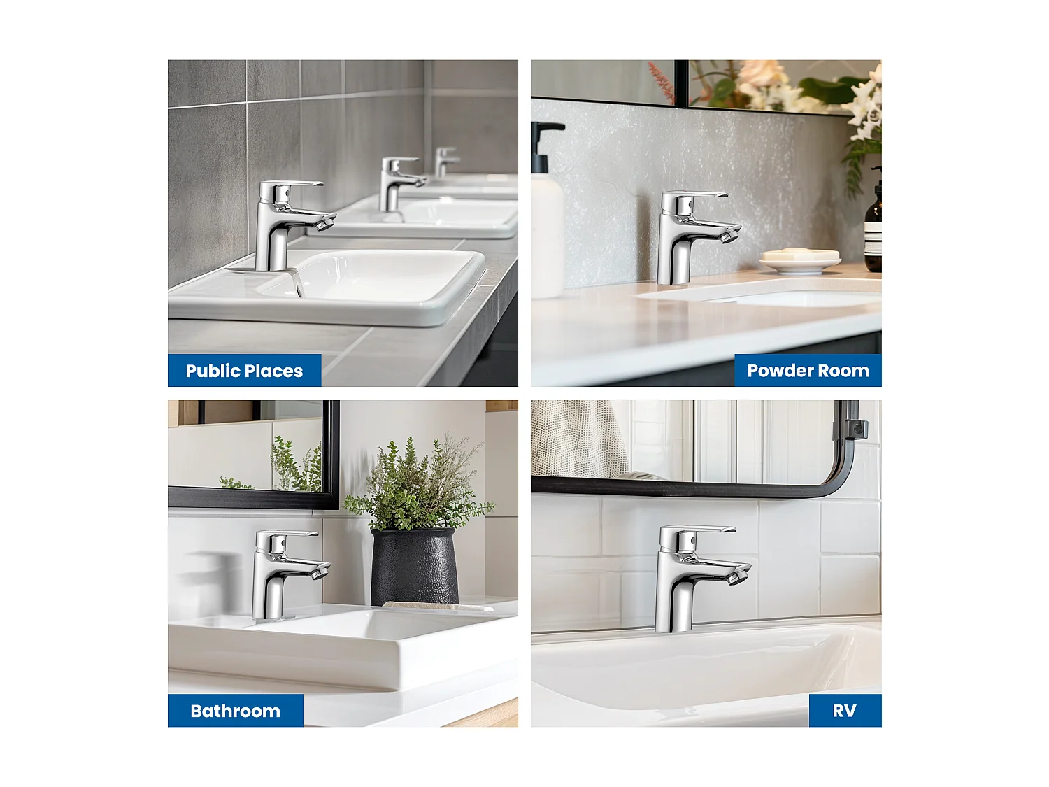 2 STUKS AuraLum Max MitiEengats Wastafel met Aftapgat, Verchroomd, Koud/Warm WATER, Messing, Demonteerbare Schuimer, EU Model