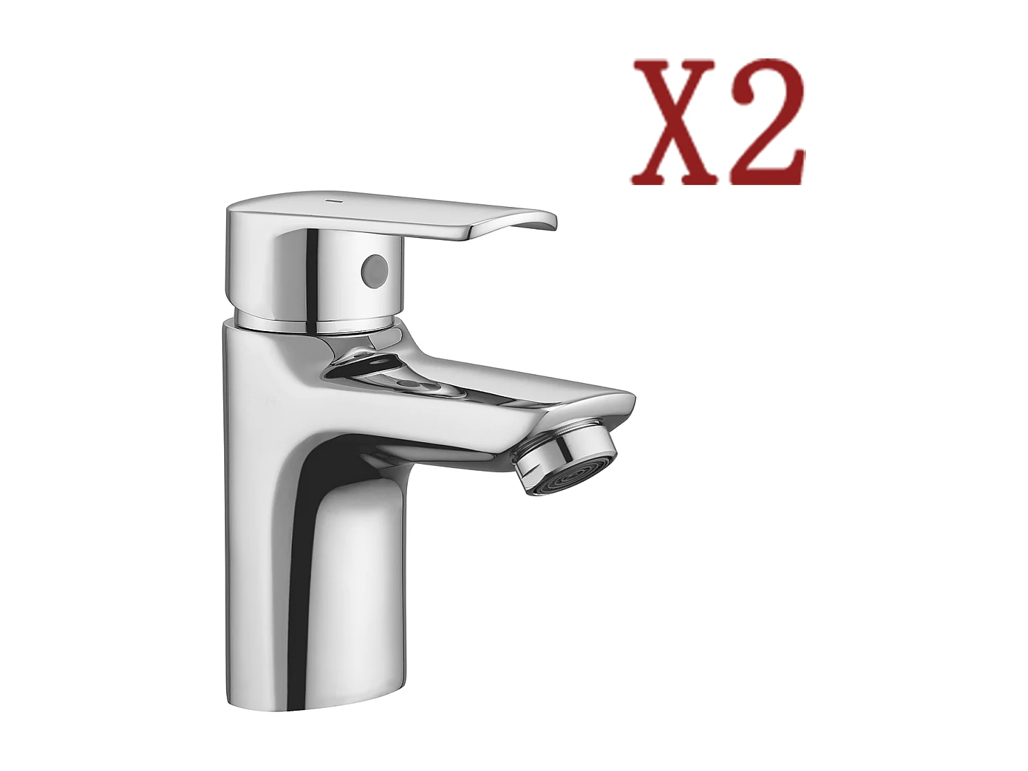 2PCS AuraLum Max Mitigeur de Lavabo Monotrou avec Trou de Tirette de Vidage,Chromé,EAU Froide/Chaude,en Laiton, Mousseur Démontable,EU Modèle