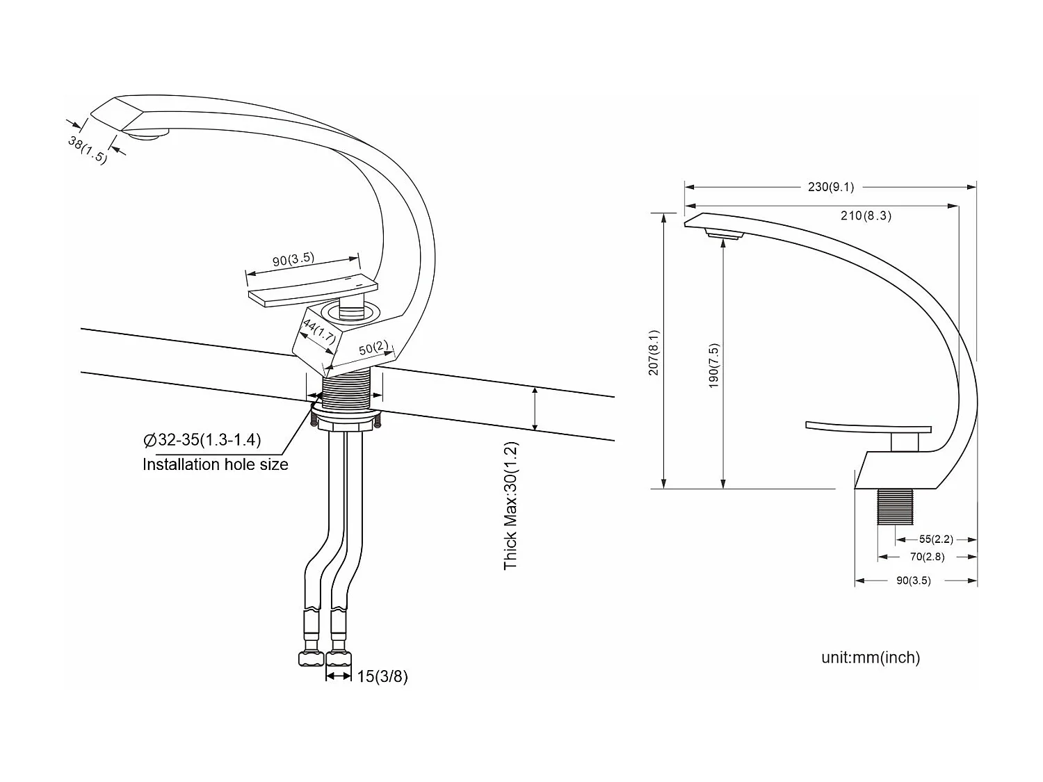 Verchroomde Wastafelkraan Wastafelmengkraan Messing eengatskraan voor badkamer Tafelzwastafeltafel Koud warm water, EU-model