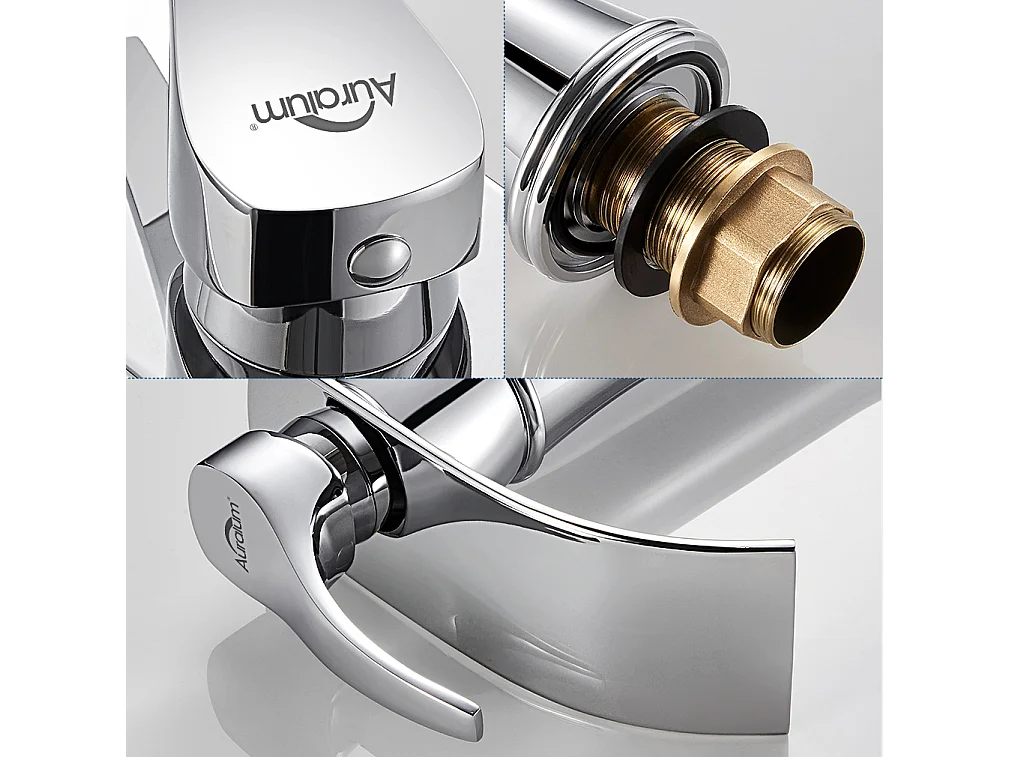 AuraLum Max Wastafelkraan Waterval Hoge Uitloop Koud en Warm Watermengkraan voor Wastafel, Moderne Design Kraan in Verchroomd Messing, EU Model