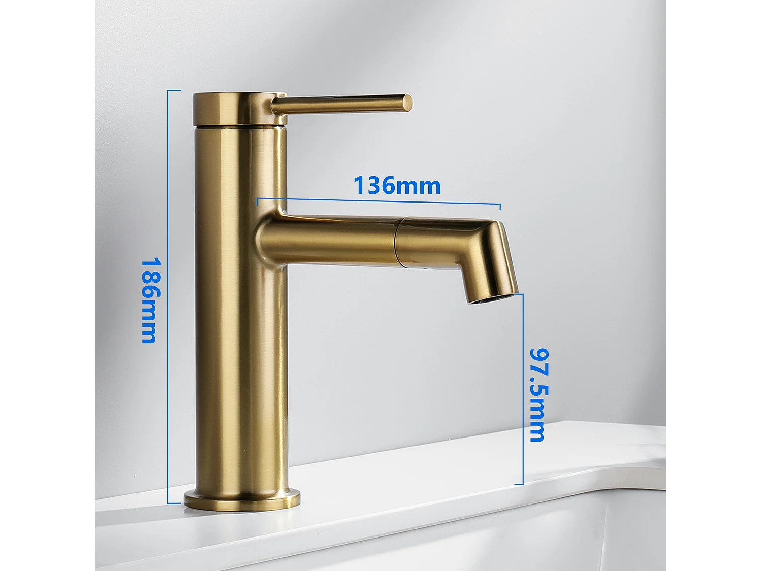 Mitigeur de Lavabo Doré Rotatif à 360° Robinet Lavabo Eau Chaude/Froide Robinet de Salle de Bain avec Barboteur Démotable, en Acier Inoxydable