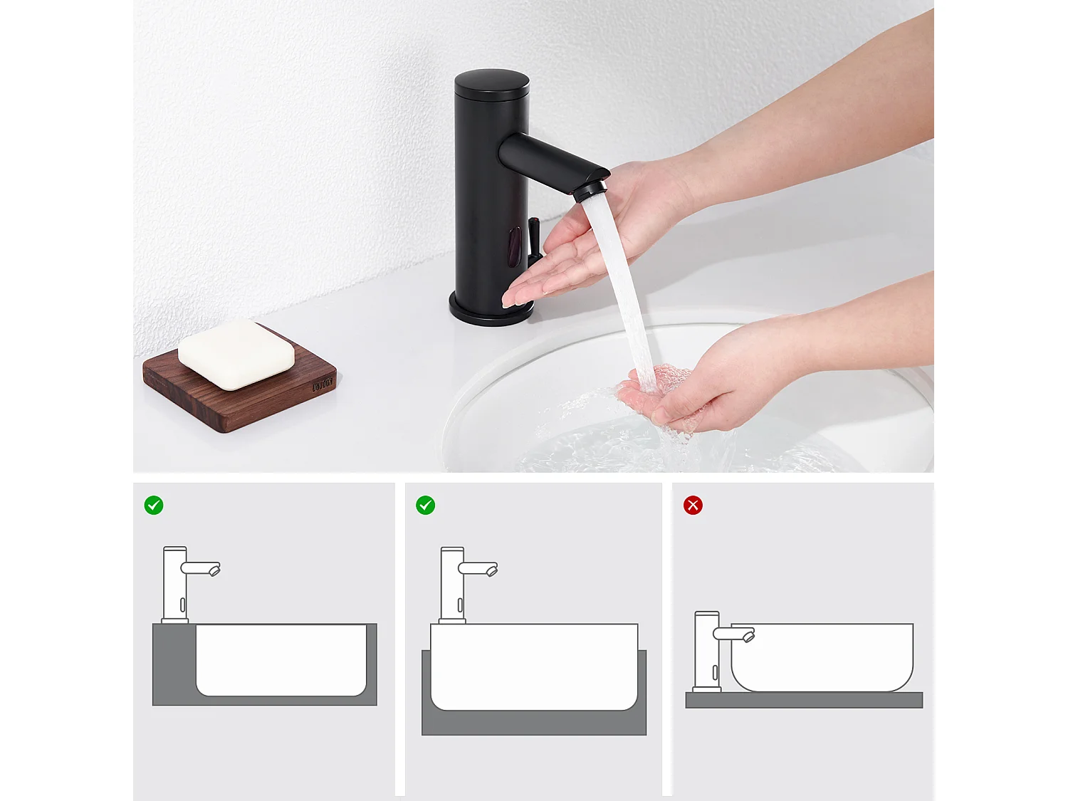 Infrarood Wastafelkraan Zwart Volautomatisch +Wastafelkraan Pop-up met Overloop Automatisch Universeel,Zwart