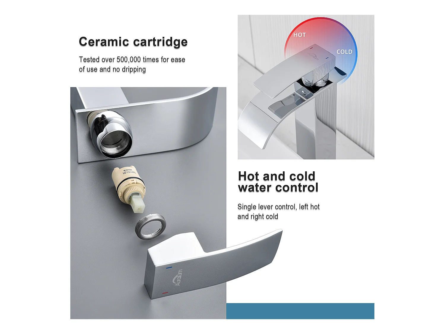 Robinet Cascade pour Vasque à Poser,Mitigeur Haut pour Lavabo,en Inox,Chromé+Siphon Lavabo Forme U Tube Siphon Anti-odeurs Siphon Ø32 mm,Chromé