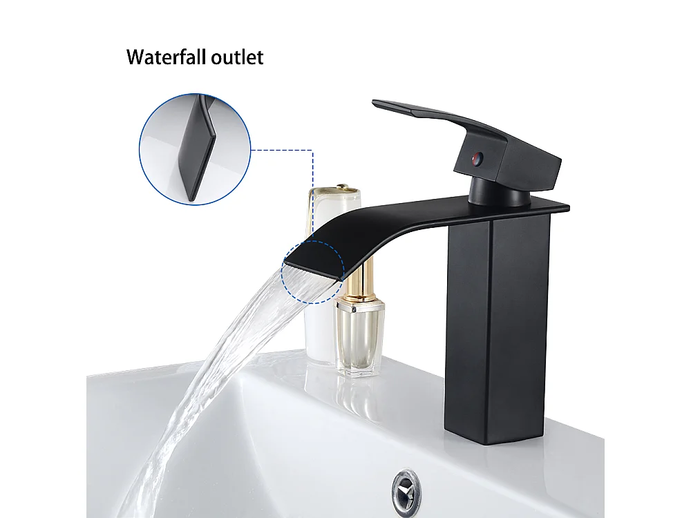 2 STKSmengkraan Wastafelkraan Waterval Zwart Moderne Mengkraan Badkamer voor Wastafel Kranen Geschikt voor Inbouw Wastafel