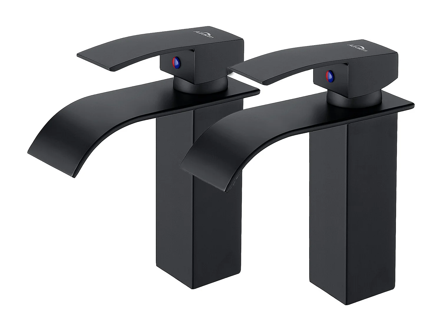 2PCSMitigeur Robinet de Lavabo Cascade Noir Moderne Mitigeur Robinet Salle Bain pour Vasque à Poser Robinetterie Convient pour Lavabo Encastré