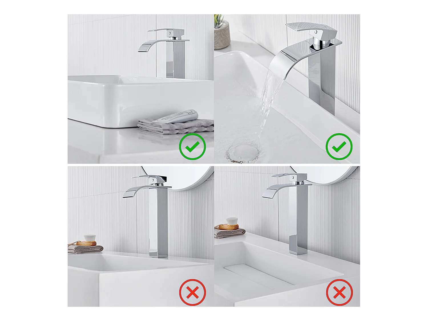 Auralum Max Robinet Cascade pour Vasque à Poser,Mitigeur Haut pour Lavabo,Robinet Cascade pour Salle Bains en Inox,Robinettrie Monotrou Sur Chromé
