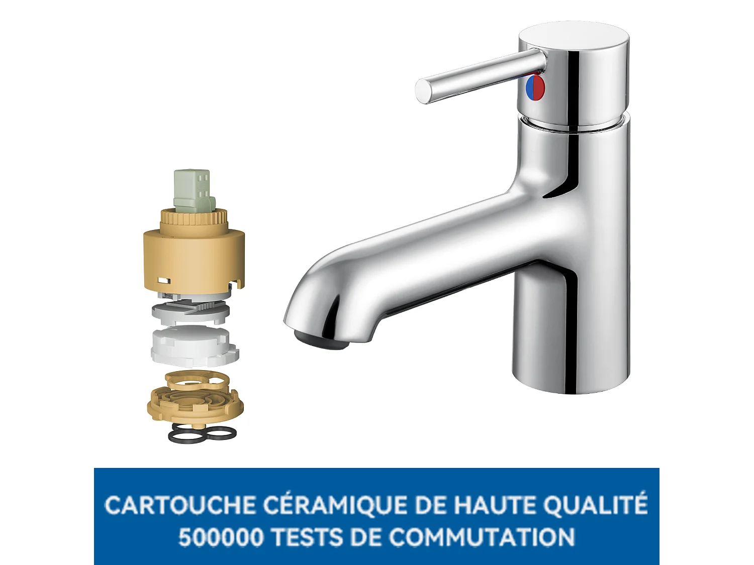 2pcsGrifo de lavabo cromado con Conexión flexible, Mezclador Lavabo MezcladorBaño Agua Fría/Caliente con Boca Altura 134mm Para WC