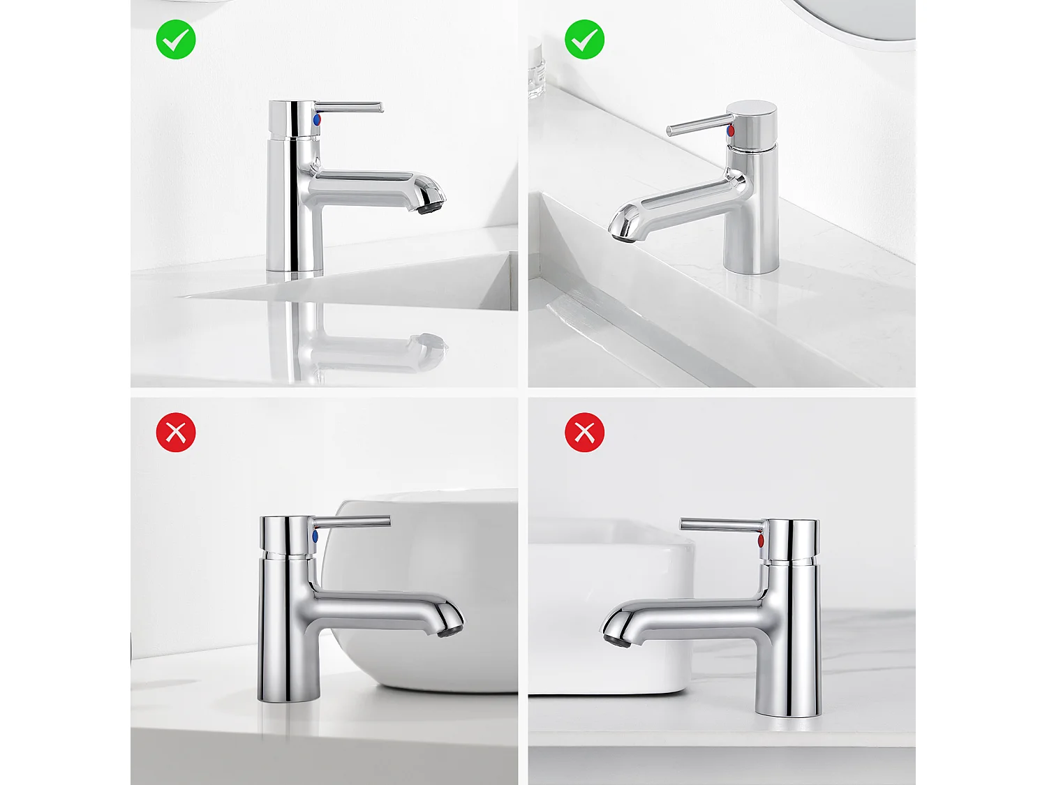 2pcsRobinet de lavabo Chromé avec Flexible Raccordement, Mitigeur Lavabo Mélangeur Salle Bain Eau Froide/Chaude avec Bec Hauteur 134mm Pour WC