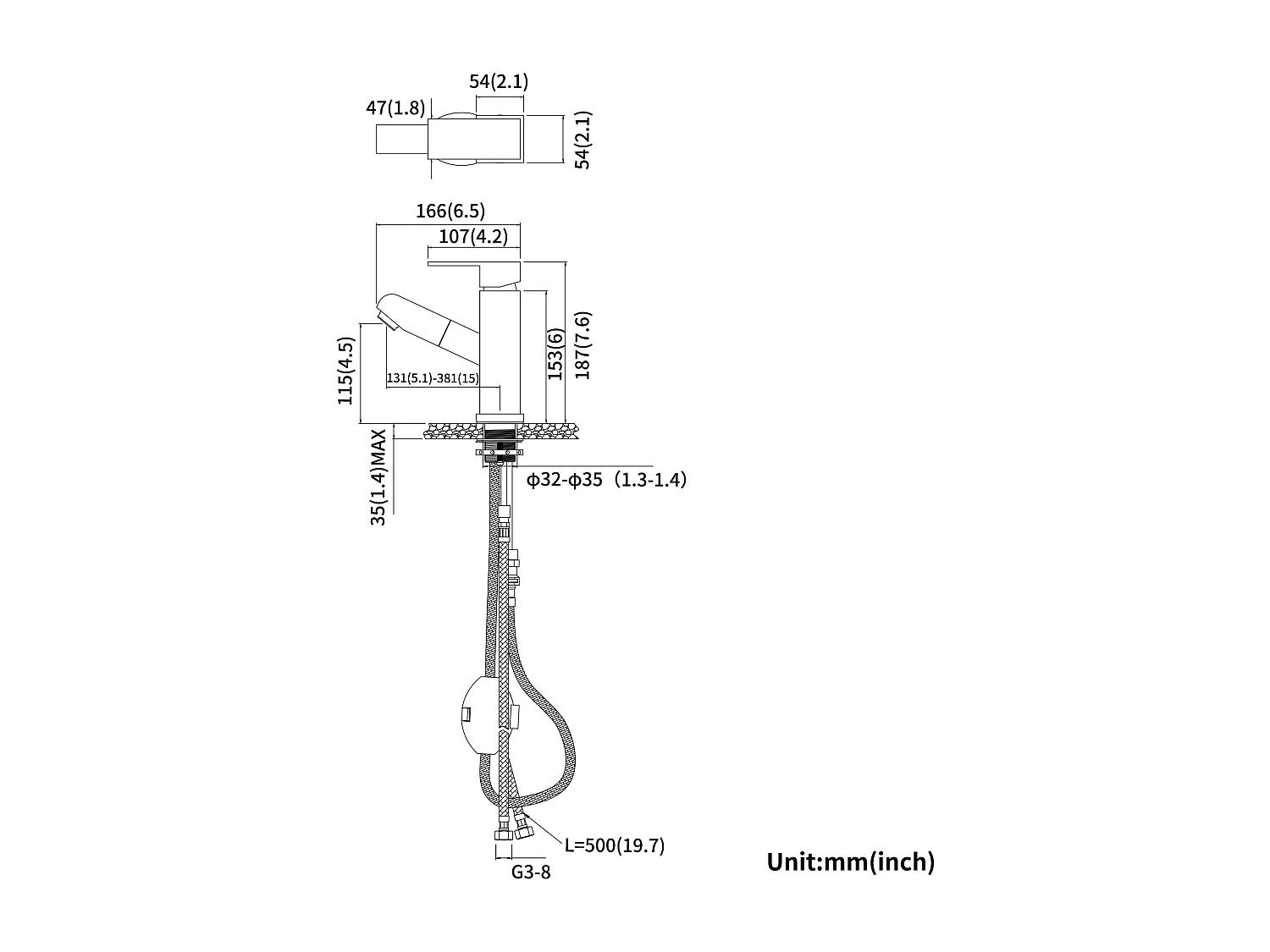 Auralummax Waschtisch-Mischbatterie mit ausziehbarer Brause, Schwarz, Höhe 187 mm + Handtuchhalter fürs Bad, Selbstklebend/Bohren, 60 cm, Edelstahl 304